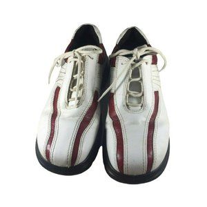 Ecco Womens Golf Shoes US Size 5 UK Size 36 White And Red Leather Bicycle Toe